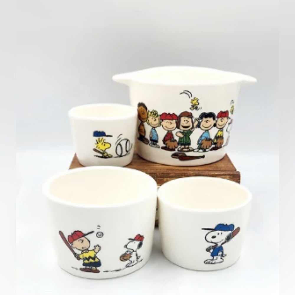 NEW Rae Dunn x Peanuts Baseball Measuring Cup Set - Picture 3 of 5